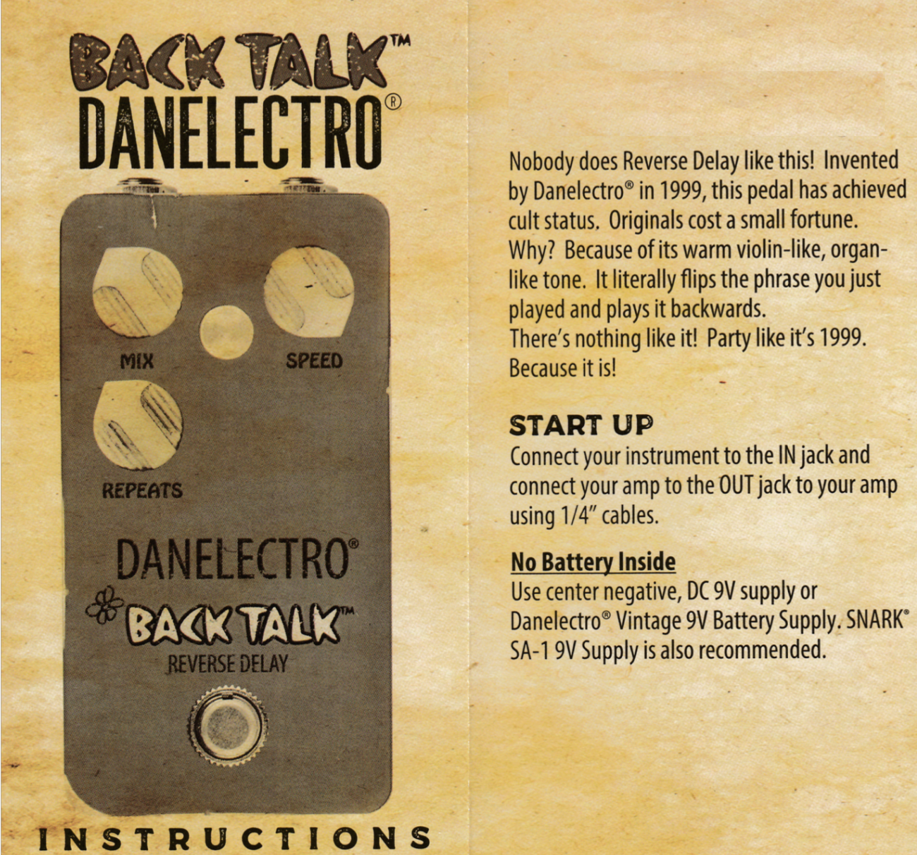 Danelectro Back Talk Reverse Delay | Guitar Nine